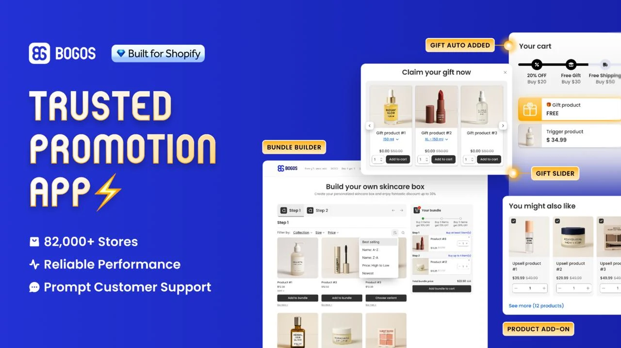 BOGOS: Free Gift Bundle Upsell trusted promotion app.