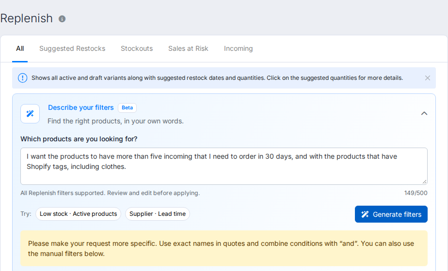The original request failing in the development preview